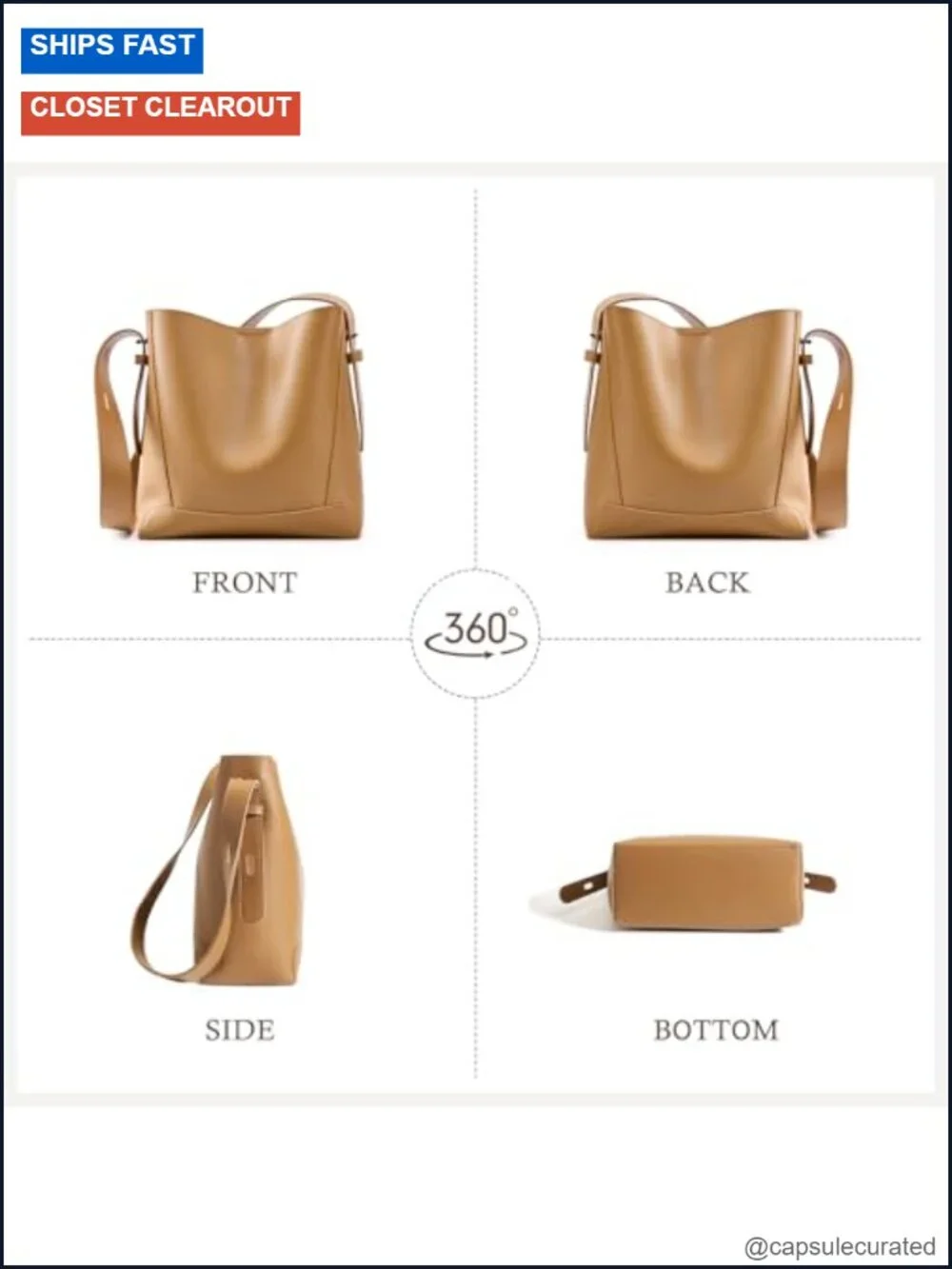 Genuine Leather Tote Bag Hobo Crossbody Purse Adjustable Strap
